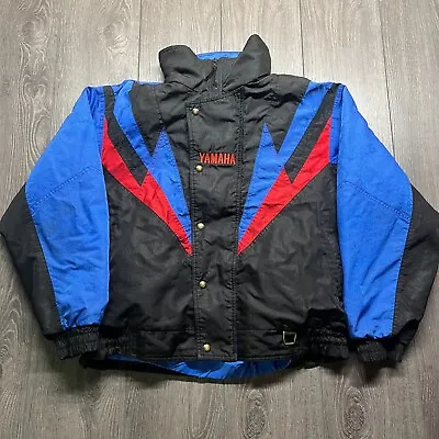 Yamaha Coat Jacket Black Blue Red Mens Med Snowmobile Vintage Rare • $51.17