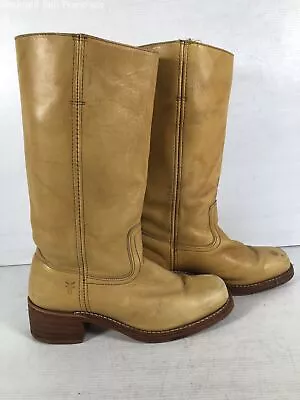 Frye Mens Yellow Leather Square Toe Comfort Pull On Knee High Boots Size 10 • $44.99