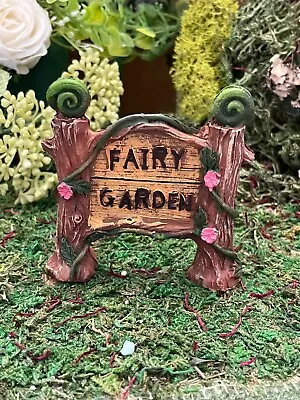 $4.97 • Buy Dollhouse Fairy Gnome Hobbit Garden ACCESSORIES Lg Fairy Garden Welcome Sign