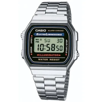£14.99 • Buy GENUINE CASIO Retro Classic Mens Digital Steel SILVER Bracelet Watch-A168WG-9EF