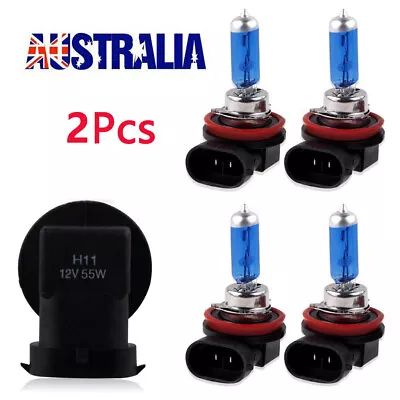 2Pcs H11 Xenon White Halogen Car Head Lights Globes Bulbs Lamps 6000k 12V 55W • $12.69