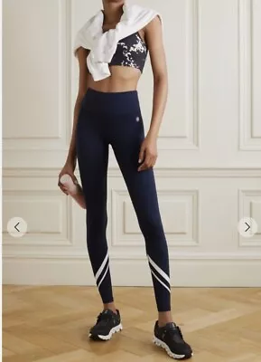 Tory Burch Sport Weightless Chevron Leggings Women S Navy Blue Active Workout • $35