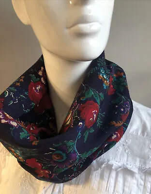 Snood Cowl Loop Circle Scarf Liberty Varuna Wool Handmade Blue Purple Lilac Mix • £15.99