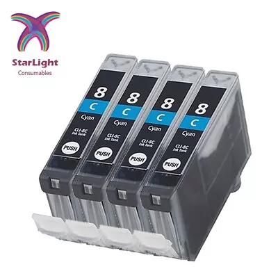 4 Cyan Ink Cartridge CLI8-C Compatible With Canon Multipass MP500 MP530 MP600 • £4.99