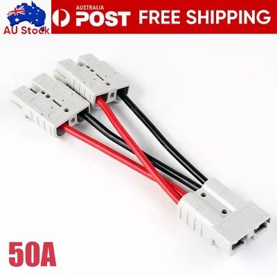 $14.69 • Buy 50 Amp Genuine Anderson Plug Connector Double Y Adaptor 6mm Automotive Cable New