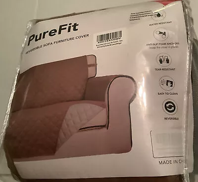 PureFit Reversible Quilted Sofa Cover Water Resistant Slipcover Furniture Beige • $29.25