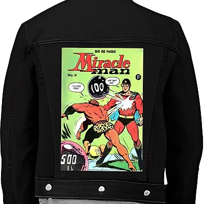 Miracle Man Vintage Superhero Comic Book Iron On Coat Back Patch Comics Jacket • £11.95