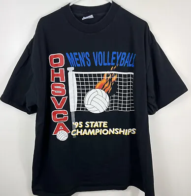VINTAGE 1995 Mens Volleyball State Championships Ohio TShirt Sz 2XL 90s OHSVCA • $19