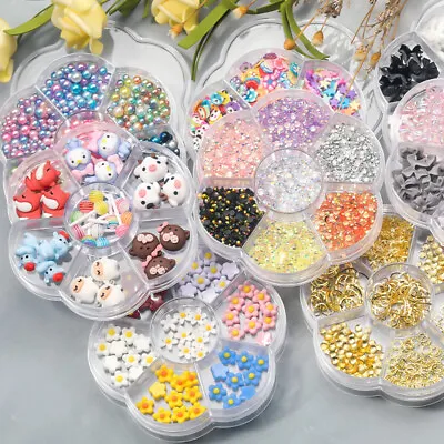 3D Flower Rhinestone Pearl Mixed Set Box Nail Art For Professional DIY Manicure • $2.99