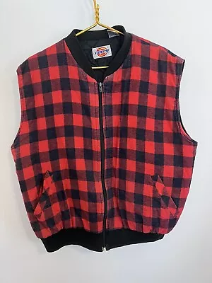 Dickies Vintage Vest Men's Size XL Red Black Plaid Lined With Pockets • $25