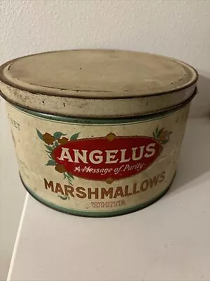 Vintage Angelus Marshmallows Tin The Cracker Jack Co 5 Lb Chicago New York • $129