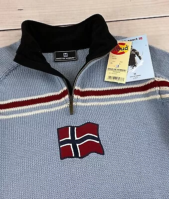 Vtg NWT Dale Of Norway Sport Eidsvoll Sweater 100% Wool 1/4 Zip Flag Men’s Large • $200