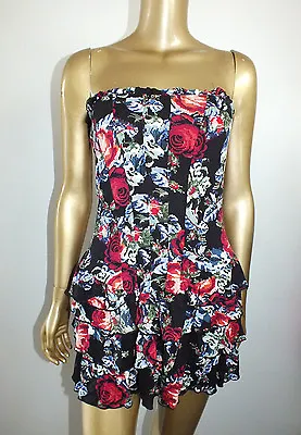 $5 • Buy Kitschen Dress Floral Ruffle Frill Sweetheart Bustier Dress : M