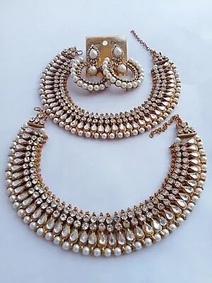 Ethnic Indian Jewelry Gold Tone Fashion Payal Wedding Anklet With Earrings • $32.09