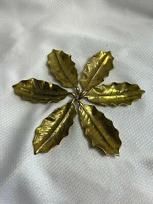 Vtg VA Metal Crafters Set Of 6 Brass Holly Leaf Nesting Ashtray Trinket Dishes  • $39.95