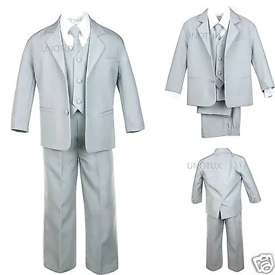 $37.99 • Buy 5pc Infant Toddler Kid Teen Formal Party Recital Tuxedo Boy Suit Gray Sz S-20