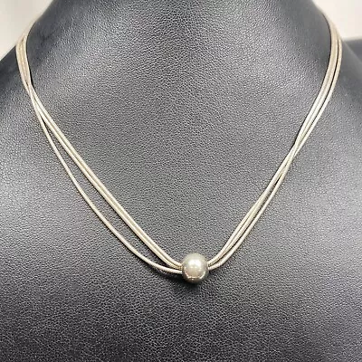 925 Sterling Silver Snake Chain Single Bead Necklace 12.77g • $29.99