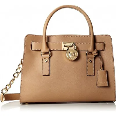 Michael Kors Hamilton Saffiano Leather E/w Satchel Dark Khaki With Key Fob Brand • $199.98