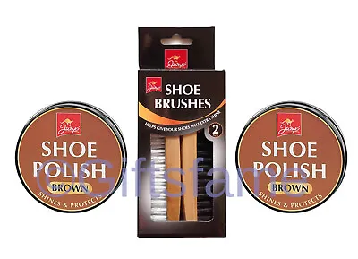 £8.99 • Buy Shoe Care Boot Polishing Cleaning Kit- Jump Brushes And 2 Jumbo Brown Polish Tin