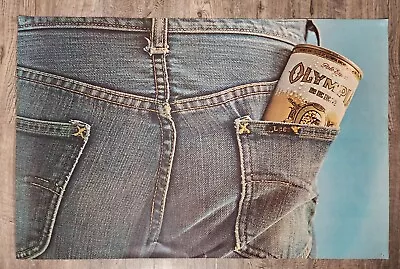 Vintage Lee Denim Jeans And Olympia Beer Original Poster Large  Size 37” X 24  • $49.95