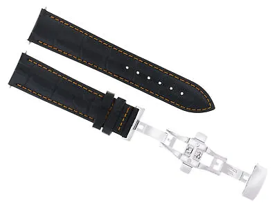 $29.95 • Buy Leather Watch Band Strap For Vacheron Constantin Watch Deploy Clasp Black Orange