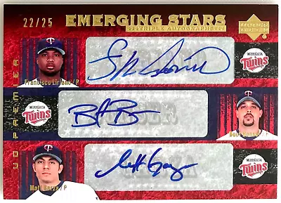  GOLD  /25 LIRIANO Bonser Garza 2007 UD PREMIER Emerging Stars Triple Auto /25 • $26.99