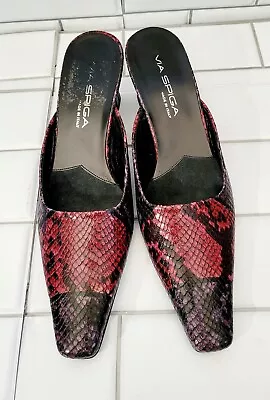 Via Spiga Made In Italy Vintage Ladies Leather Mules Croc Like Texture Color... • $36