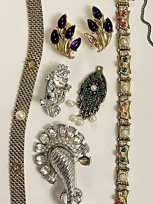 Vtg Trifari Goldette Sarah Cov Repair Lot=Earrings=Victorian Revival Bracelet • $34