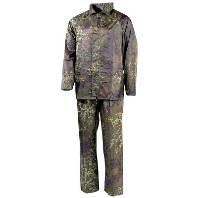 $43.95 • Buy MFH 2-Piece Rain Suit Military Camping Jacket Trousers Trekking Flecktarn Camo