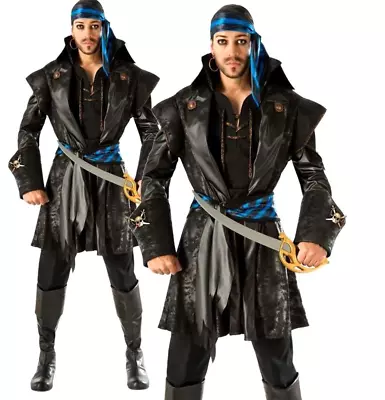 Captain Blackheart Costume Mens Deluxe Pirate Fancy Dress Outfit Pirates • £33.99