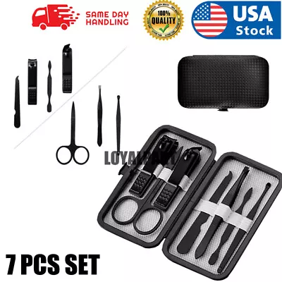 7PCS Pedicure Manicure Set Nail Clippers Cleaner Cuticle Grooming Tool Kit Case • $5.95