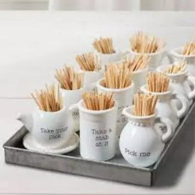 Mud Pie E4 Home Circa Toothpick Holder With Sentiment 2.75  X 3  - Choose Design • $15.99