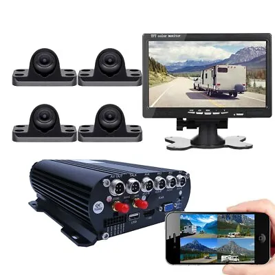 7  Screen 4CH GPS WIFI 1080P HDD BUS Truck DVR MDVR Remote View Mini 150° Camera • $379.50