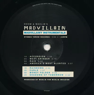 Doom* & Madlib's* - Madvillain ‎– Madvillainy Instrumentals Original 2004 Mint • £75