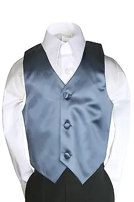 $12.48 • Buy New Boys Satin Vest Only Baby Toddler Formal Party Boy Suit Tuxedo 23 Color S-7