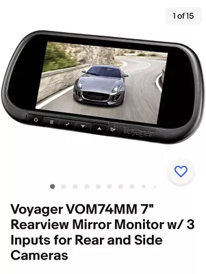 Voyager VOM74MM 7  Rearview Mirror Monitor W/ 3 Inputs For Rear And Side Cameras • $114