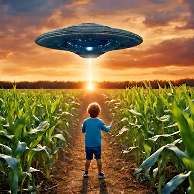 Alien/UFO Child Abduction Canvas Wall Art Print Framed Picture Decor • $79.99