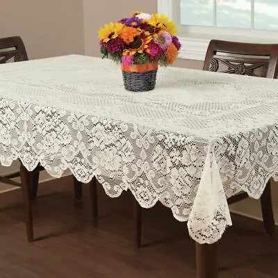 $24.29 • Buy White Vintage Lace Tablecloth Rectangle Table Cloth Cover Wedding Party 59 X110 