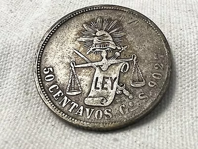 Mexico 1870 Go S Silver 50 Centavos Guanajuato Mint Second Republic • $20