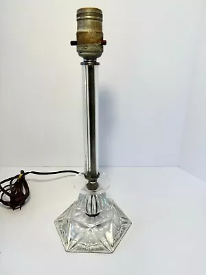 Vintage Hollywood Regency Crystal Boudoir Table Lamp Floral Detail WORKS 13  • $25