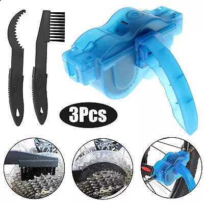 Bicycle Chain Cleaner Bike Wash Tool Cycling Scrubber Cleaning Brushes Wheel Kit • $10.48