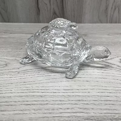 Vintage Glass Turtle Trinket Box Vanity Candy Dish Baby Turtle Shell Great Shape • $19.99