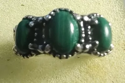 Vintage Sterling Silver 925 Ring With  Green Stones Size 4.5. • $25