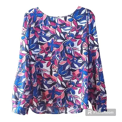 J Crew XL Butterfly Print Blouse Long Sleeve • $14.79