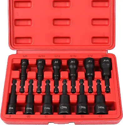 12-Piece Magnetic Nut Driver Set - Premium Impact Power Hex Nut Driver Drill Bit • $25.99