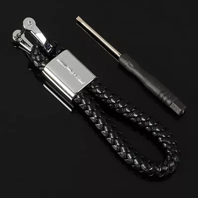 Leather Braided Key Chain Metal Emblem Keychain Key Ring For Mercedes Benz AMG • $10.99