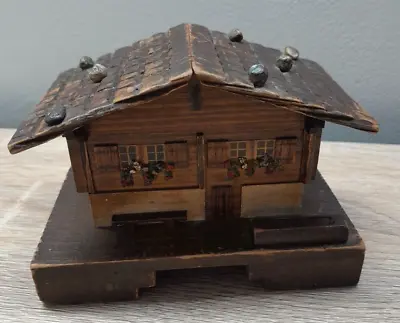 Vintage Musical House Trinket Box Decorative Wooden Music Swiss Cottage [r] • £9.95