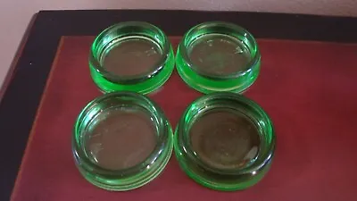 Vintage Hazel Atlas Green Glass Furniture Coasters Lot Of 4 • $27.99