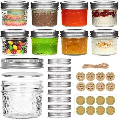 Small Mason Jars 4Oz 8 Pack Mini Mason Jars Canning Jars With 8 Split-Type Lid • $14.78