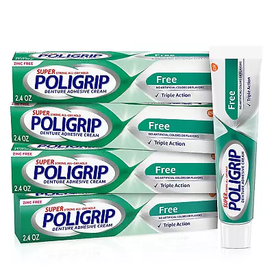 Super Poligrip Zinc Free Denture And Partials Adhesive Cream 2.4 Ounce (Pack Of • $24.49